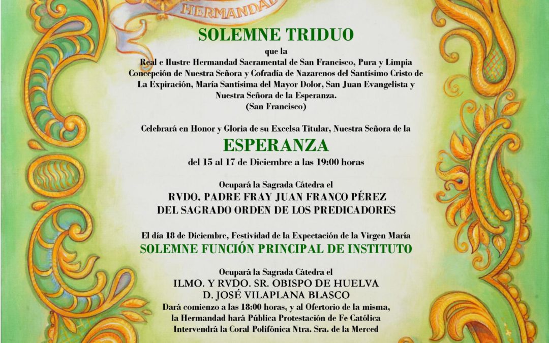 CONVOCATORIA TRIDUO NTRA. SRA. DE LA ESPERANZA CORONADA 2019