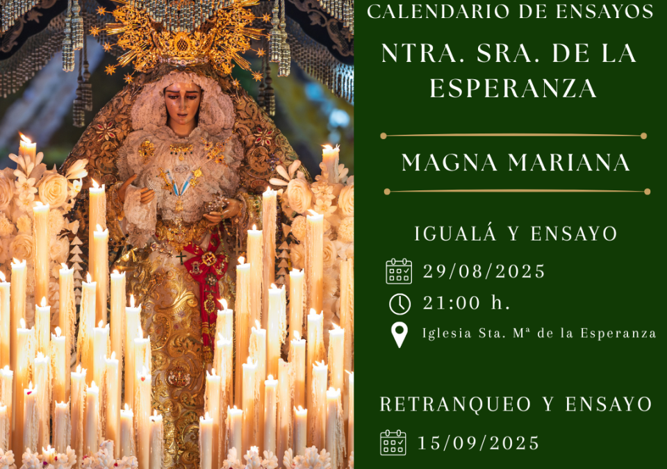 CALENDARIO DE ENSAYOS MAGNA MARIANA