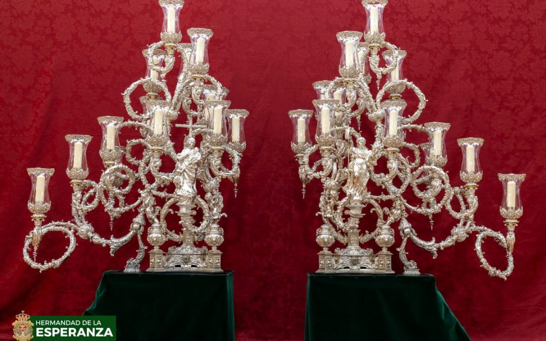 PRESENTADOS LOS NUEVOS CANDELABROS DE COLA EN PLATA DE LEY PARA EL PASO DE PALIO DE NTRA. SRA. DE LA ESPERANZA