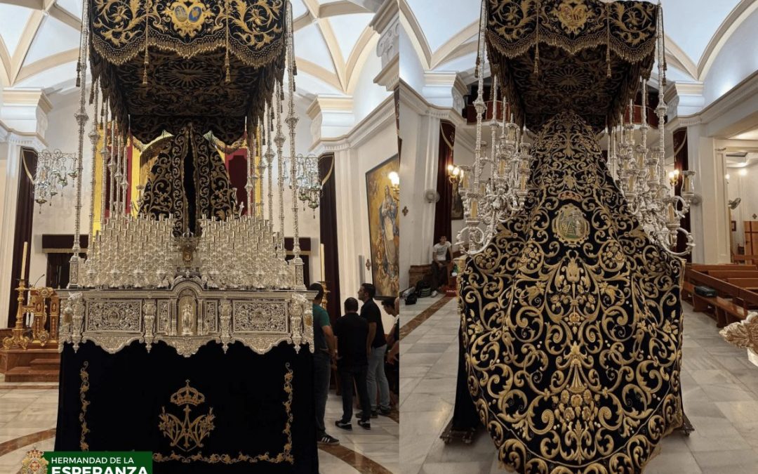 EL PASO DE PALIO DE LA VIRGEN DEL MAYOR DOLOR DE ARACENA YA SE ENCUENTRA EN NUESTRA IGLESIA